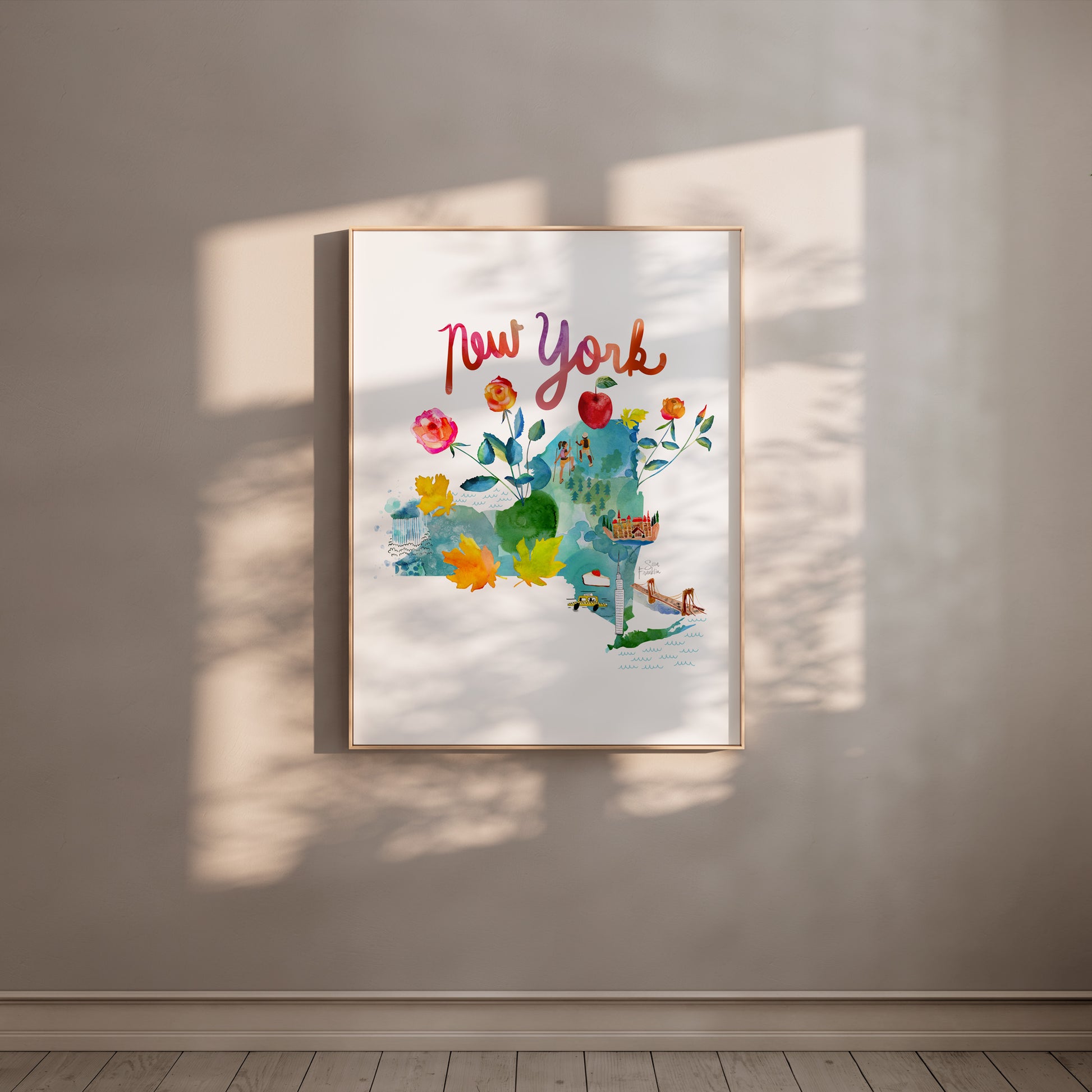 a picture hanging on the wall of a room