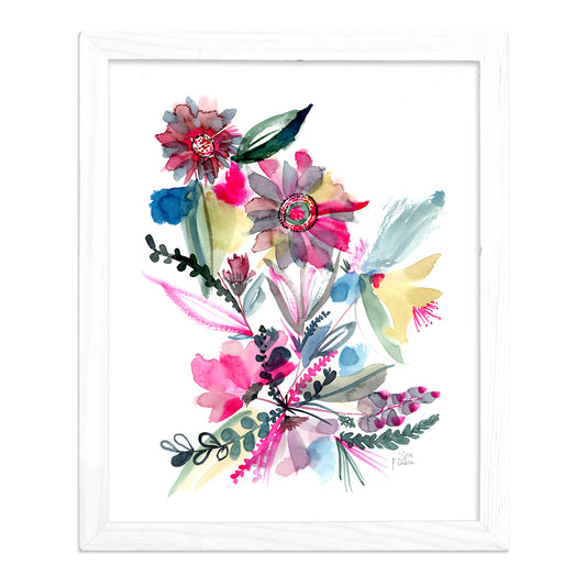 a watercolor painting of flowers on a white background