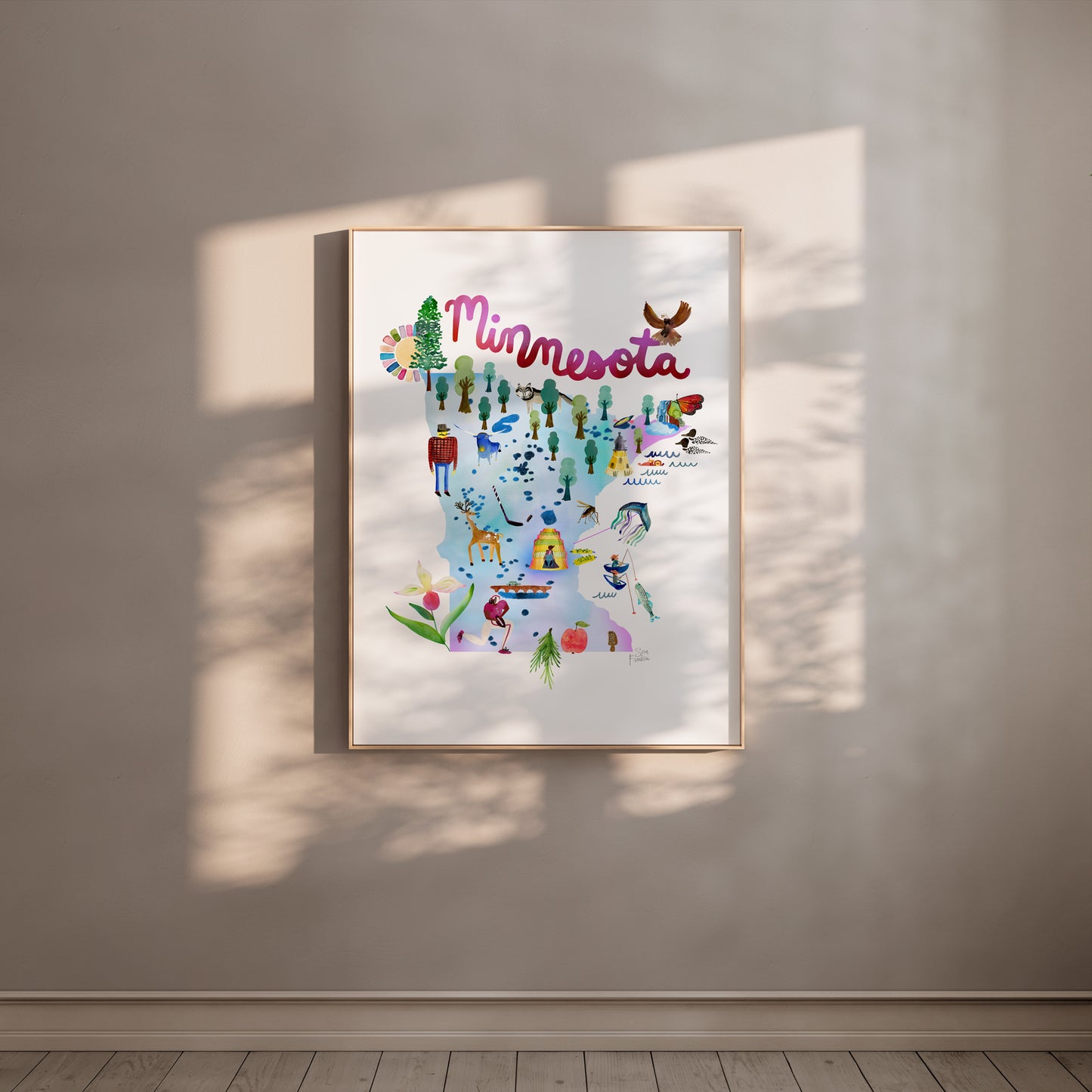 a picture of minnesota hanging on a wall