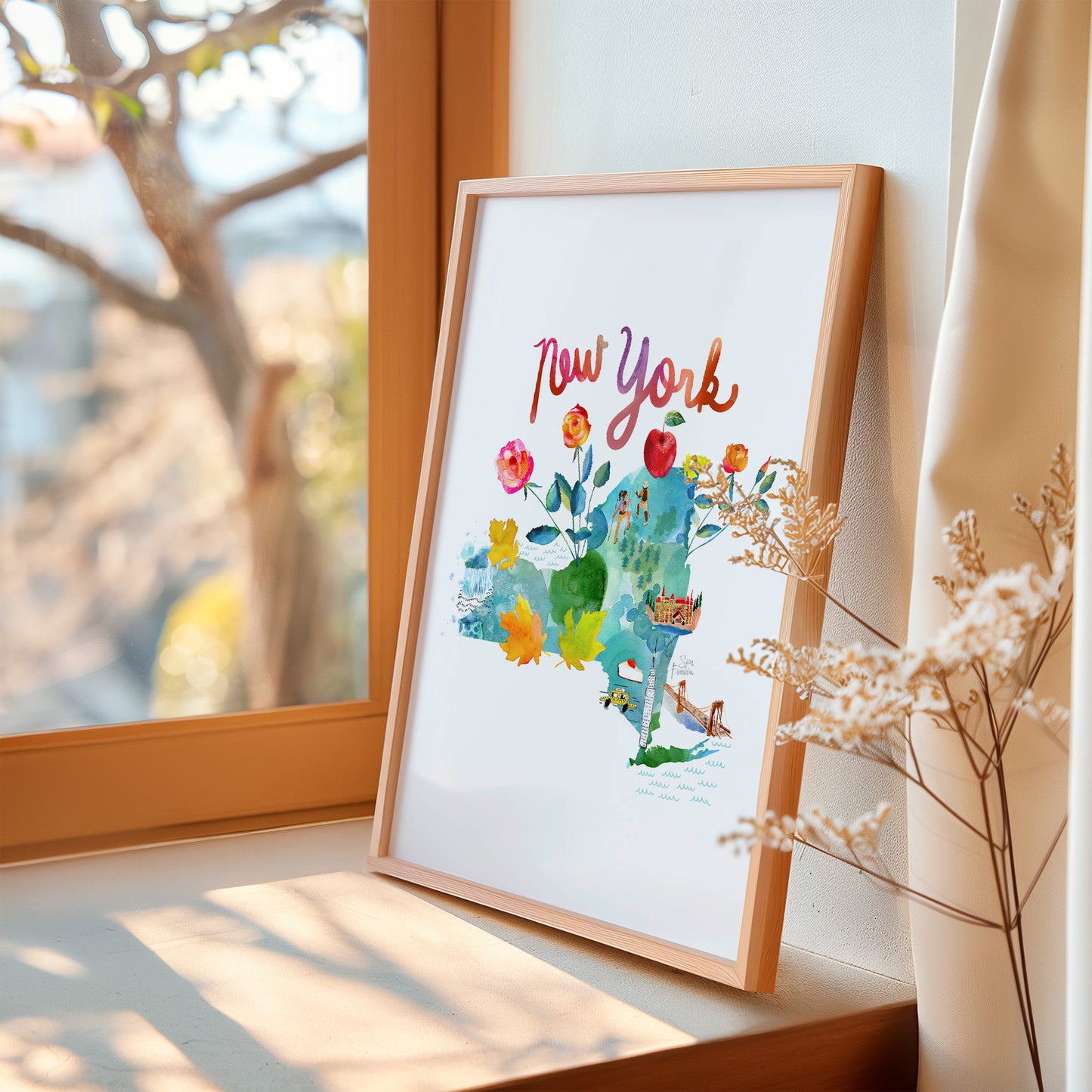 a picture of a window sill with a vase of flowers