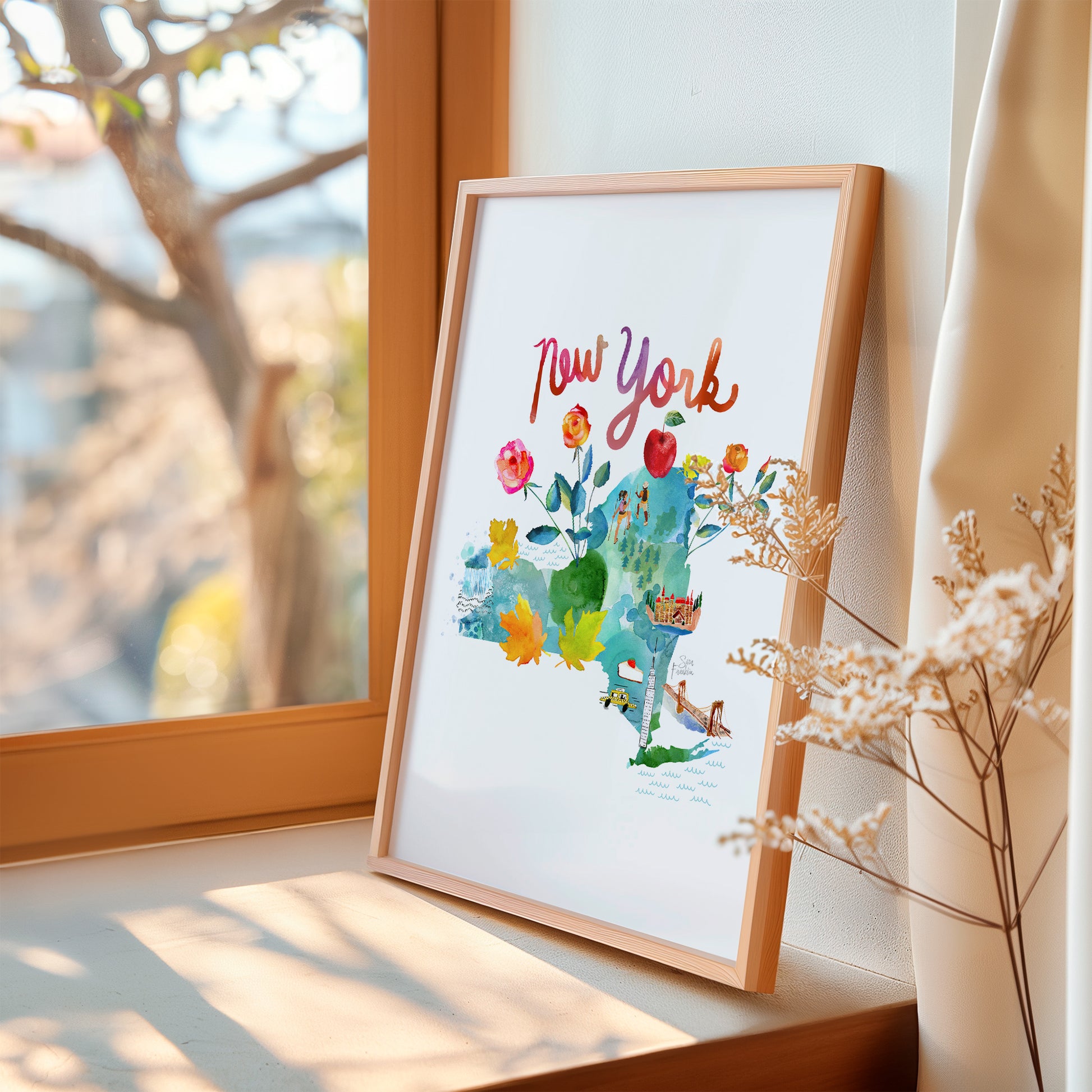 a picture of a window sill with a vase of flowers