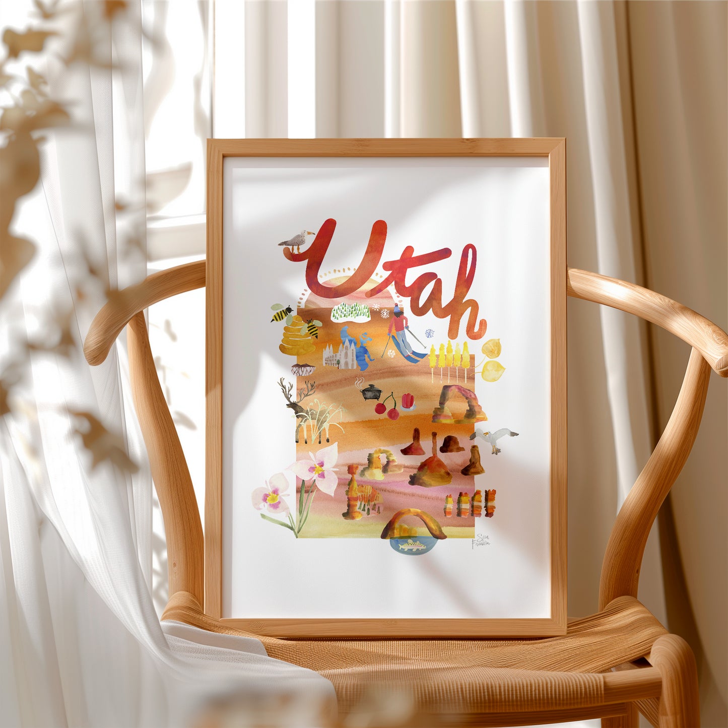 a picture of a chair with a picture of utah on it