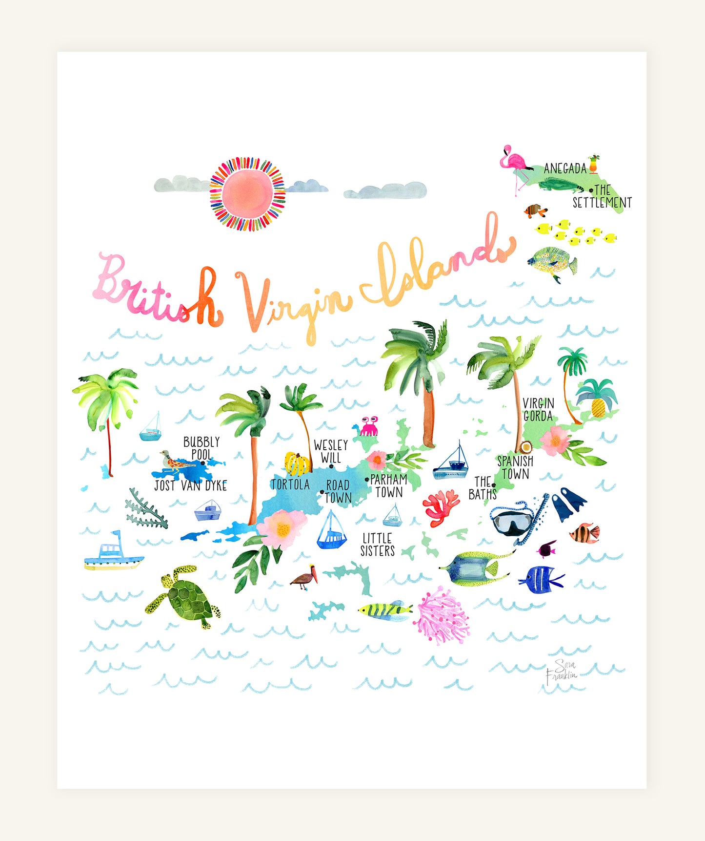 British Virgin Islands Map Fine Art Print