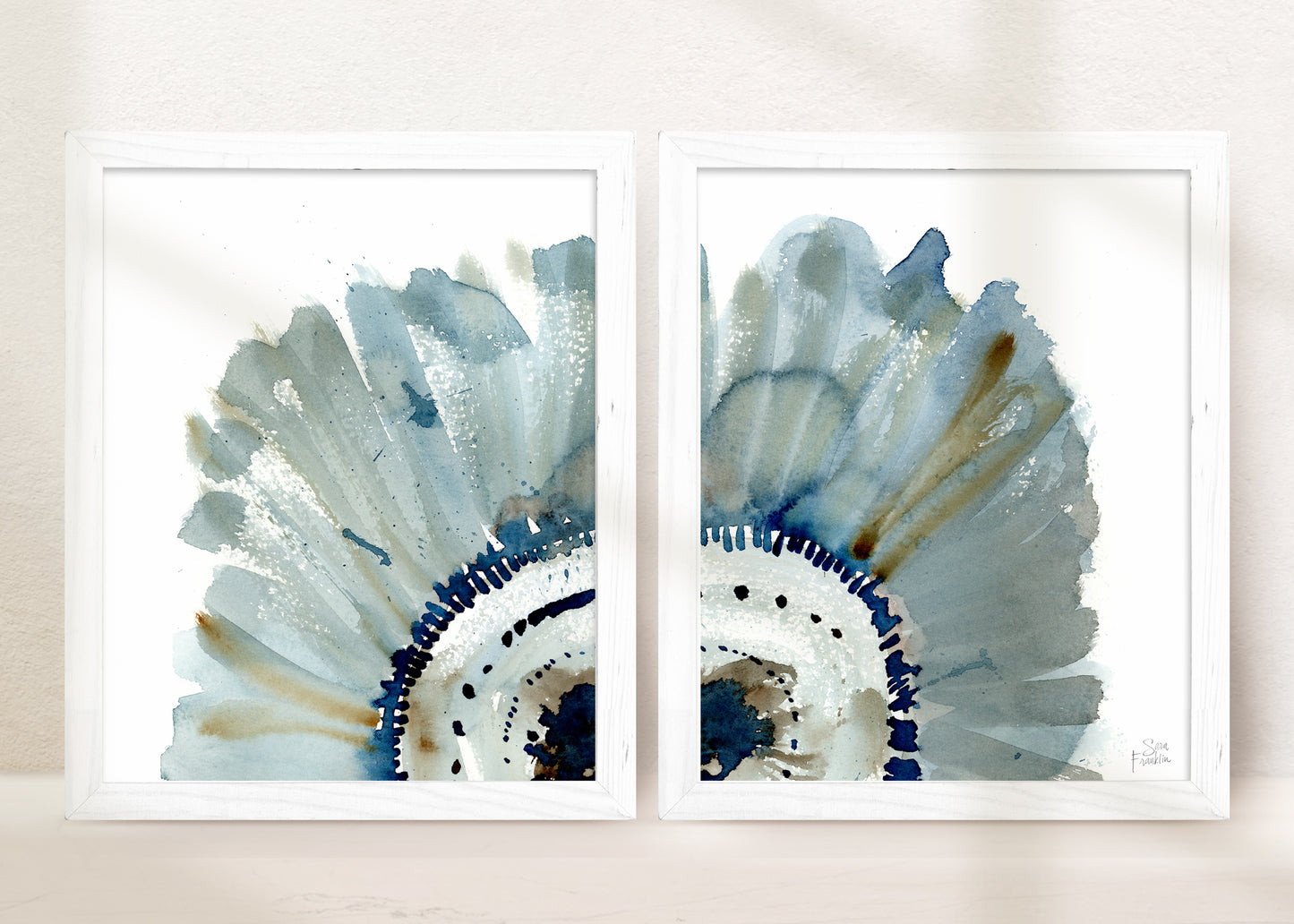 Peace Floral Diptych Set of 2 Prints by Sara Franklin