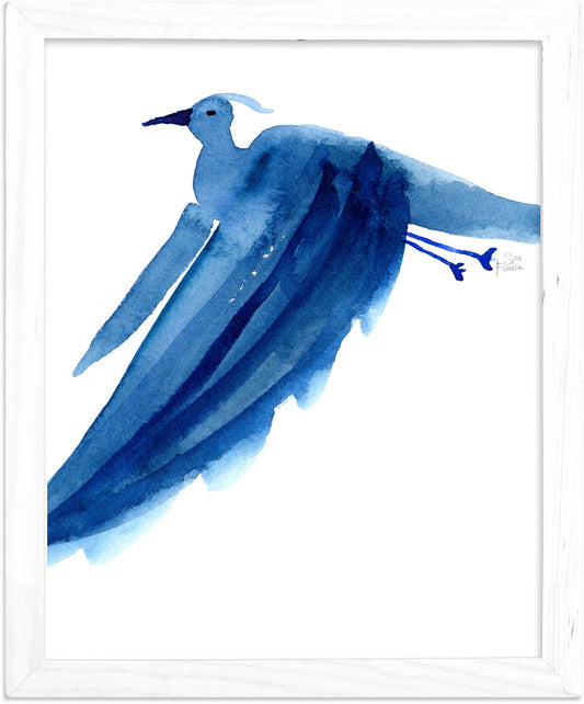 a watercolor painting of a blue bird