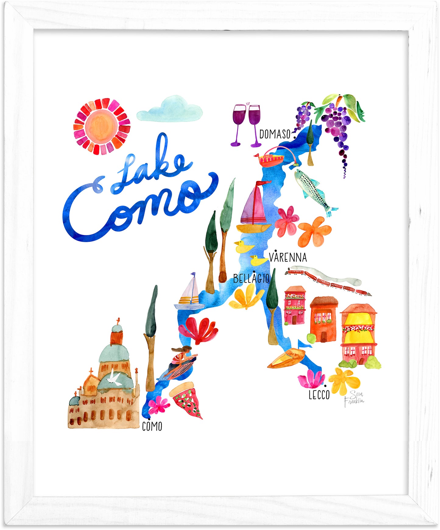Lake Como Italy Map Fine Art Print