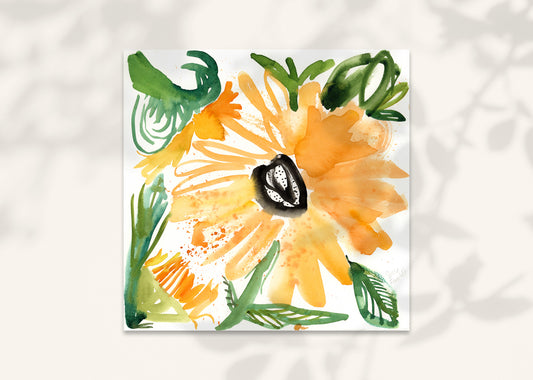 Radiant Sunflowers | 12x12 in. | Original Watercolor | Modern Botanical Painting