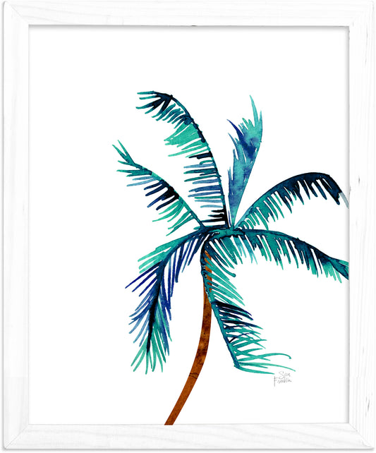 a painting of a palm tree on a white background