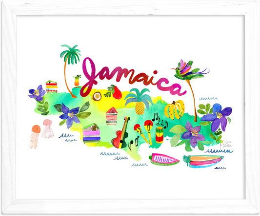 Jamaica Map Fine Art Print
