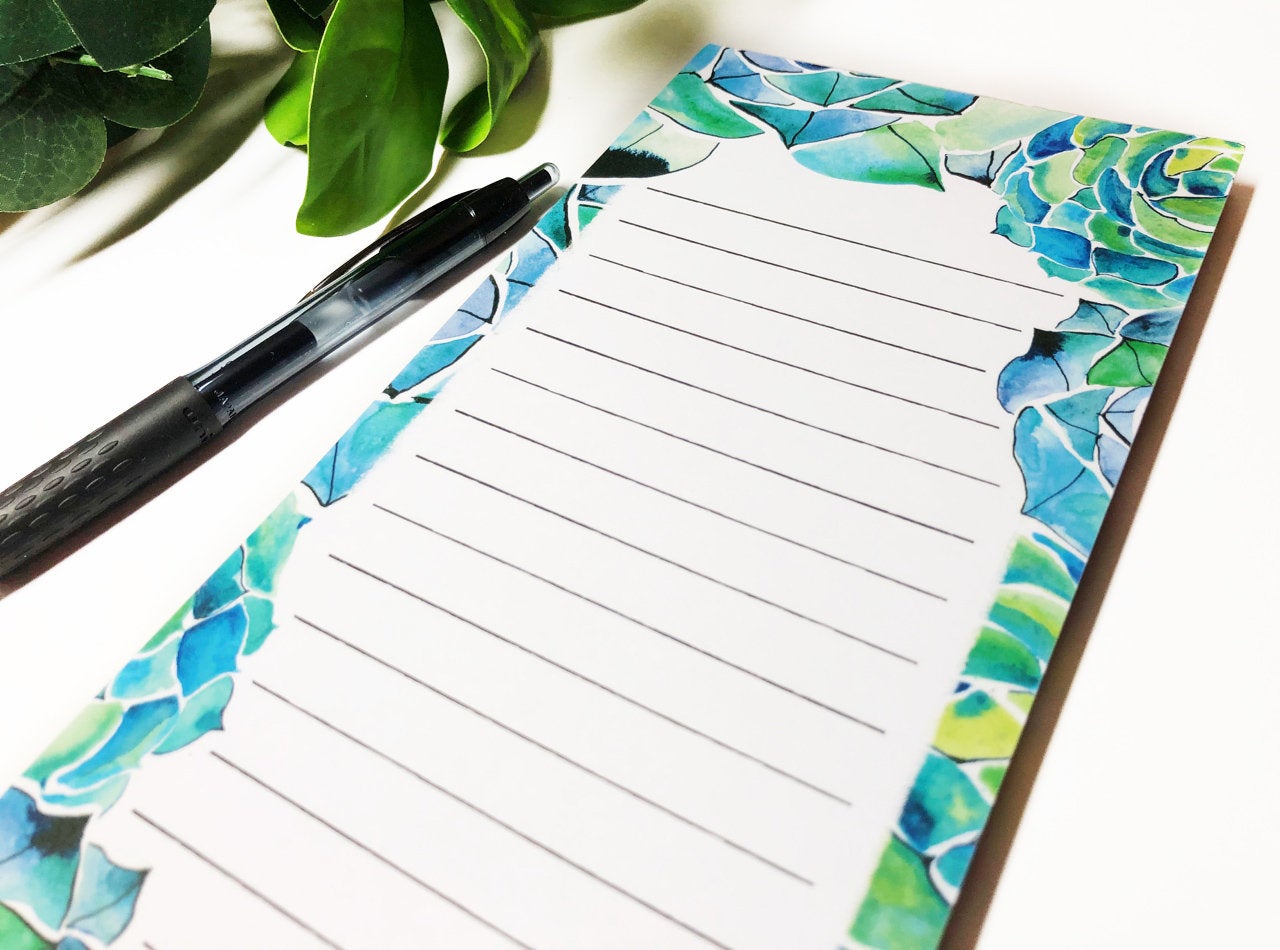 Succulents Magnetic Notepad by Sara Franklin